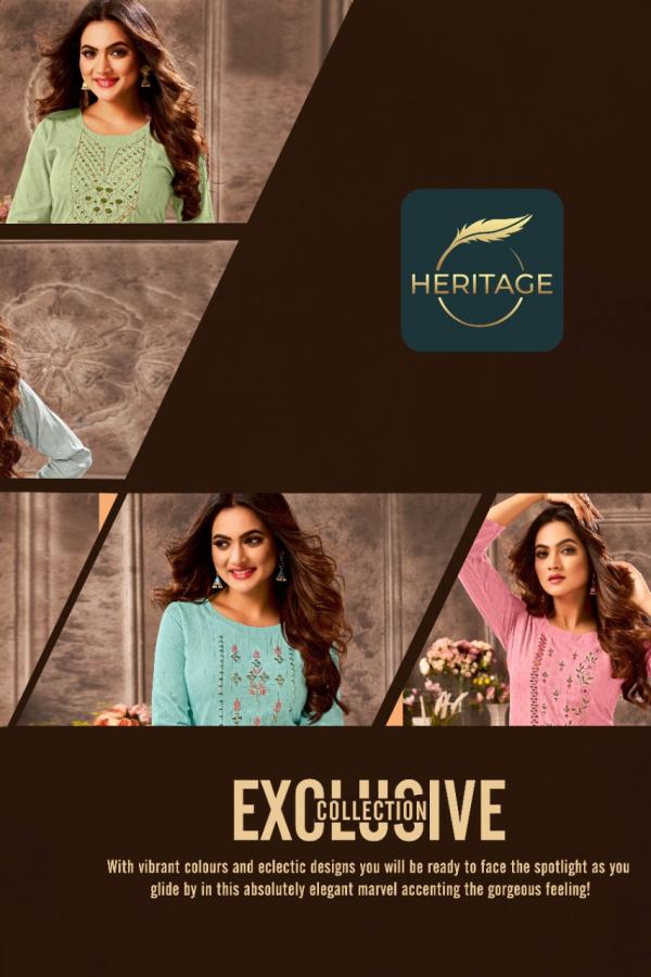 Heritage Womaniya Rayon Designer embroidery Kurti Collection